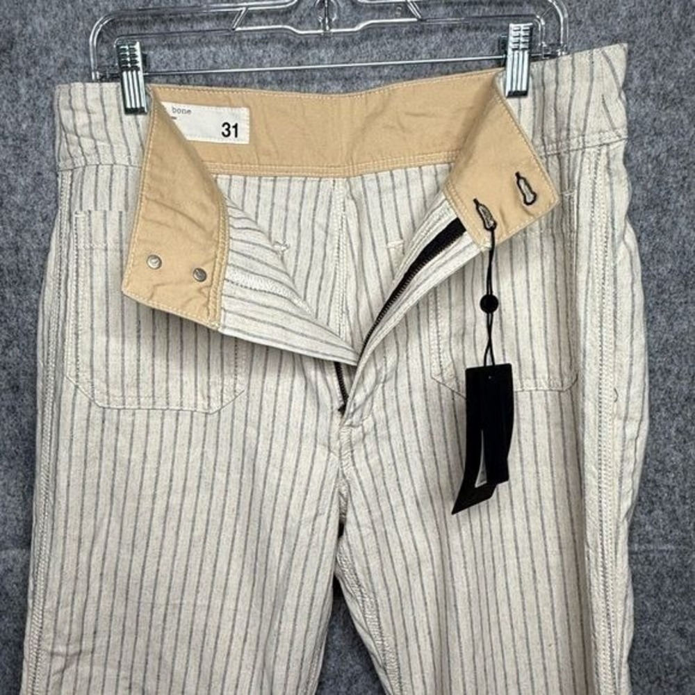 NWT RAG‎ & BONE New York Natural Stripe Naval Cropped Linen Blend Jean-Sz 31 - Picture 3 of 8